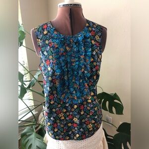 J CREW SLEEVELESS FLORAL RUFFLE TOP IN LIBERTY FABRIC PRINT SIZE 4